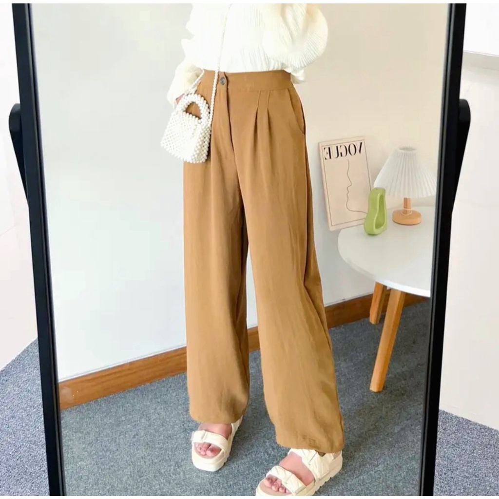 Kulot Crinkle Highwaist Wanita Loose - Highwaist Loose Pants Vol.2