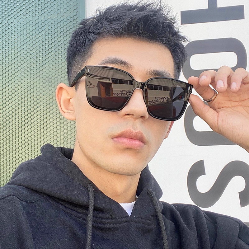 Papaozhu Keren Besar Hitam Persegi Kacamata Hitam Untuk Wanita Pria Trendi UV400 Perlindungan Warna Kepribadian Oversize Mengemudi Shades Everyday Eyewear
