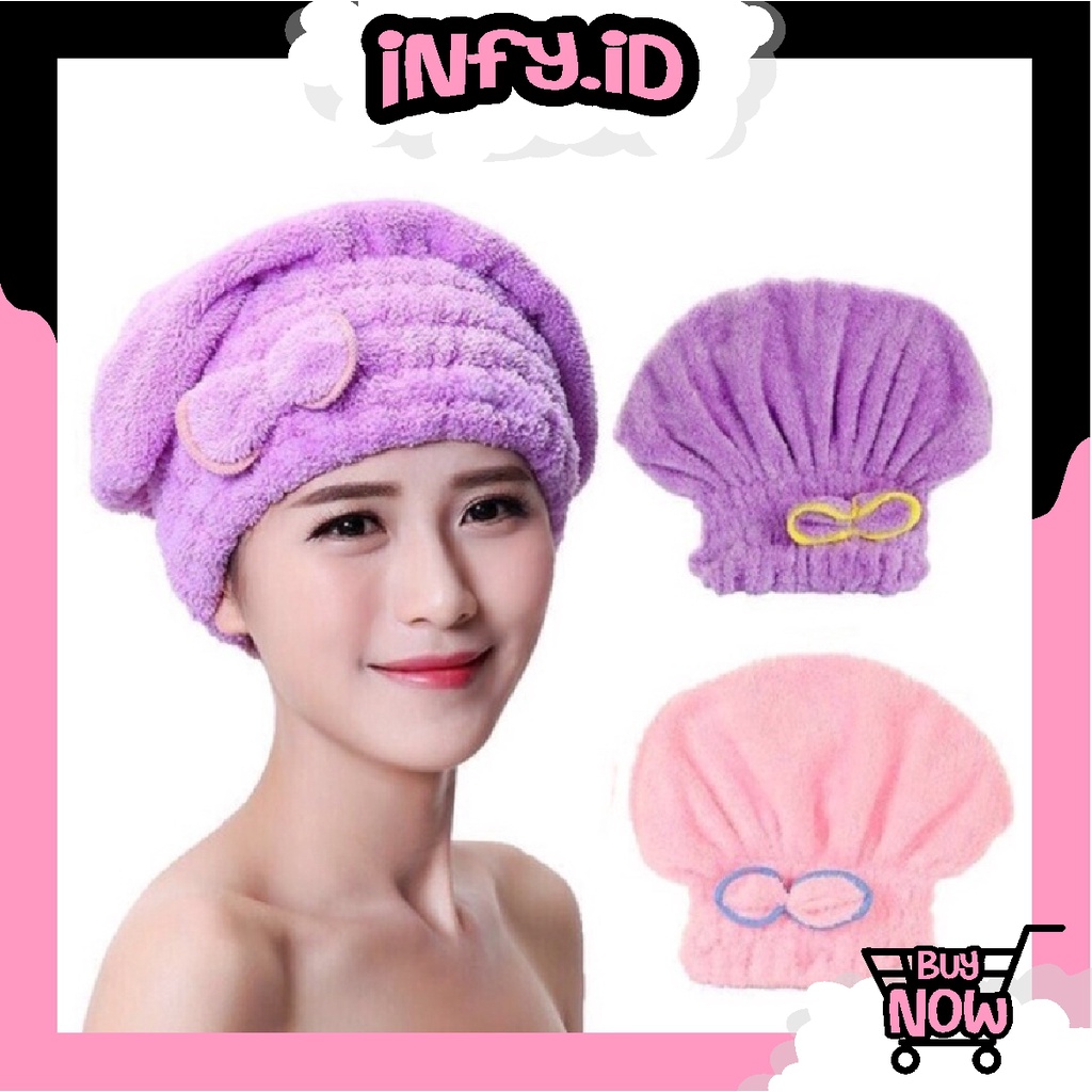 INFY - Handuk Rambut Keramas Cepat Kering Towel Dry Hair Dewasa Kepala Topi Mandi R841