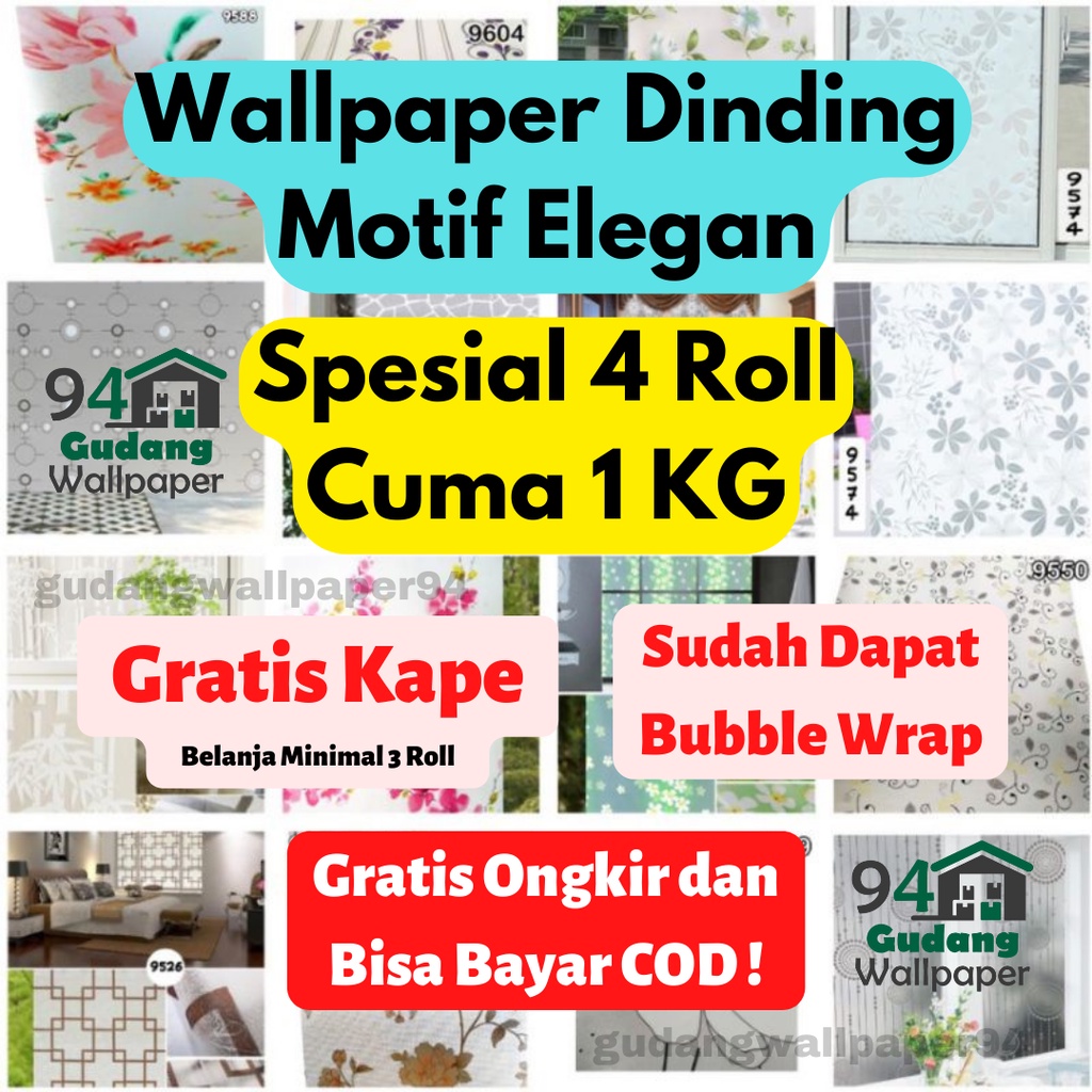 (COD) Gudang Wallpaper Stiker Dinding Motif Bagus Bahan PVC Anti Air dan Anti Noda Berkualitas Terbaik (SUDAH ADA LEM)