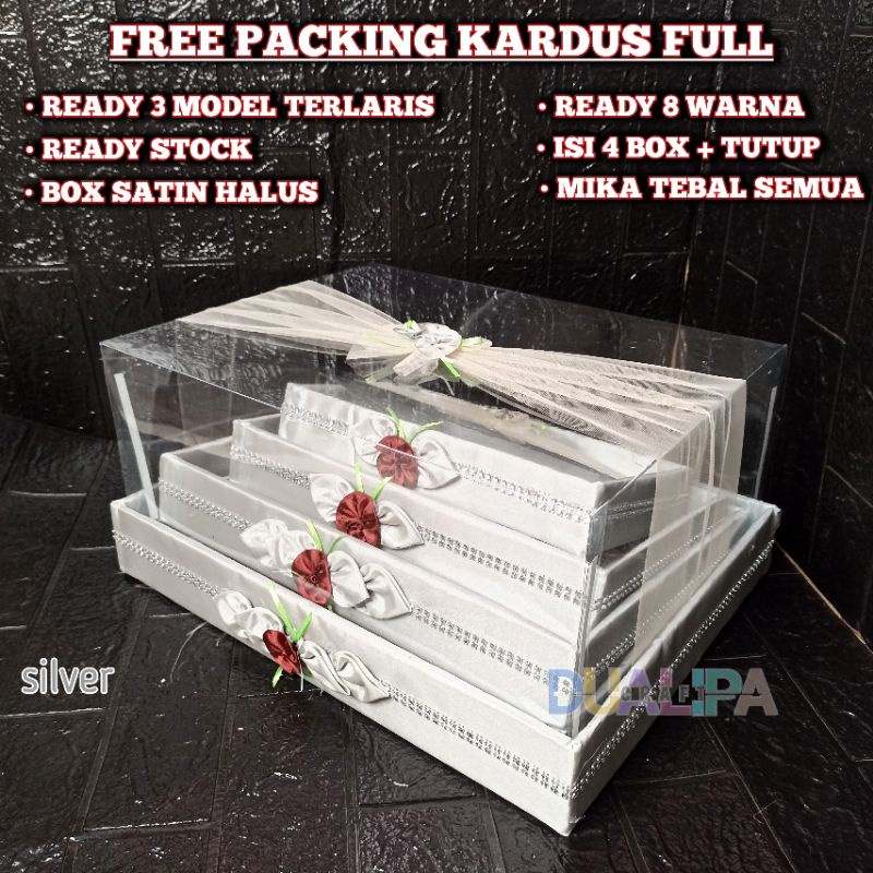 Box Parcel Seserahan Favorit Model Tutup Mika Isi 4 Kotak Hantaran Tinggal Pakai Mudah Pasang Ready Banyak Warna