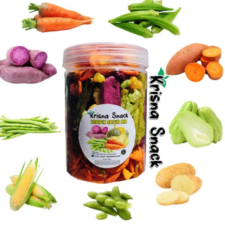 

(O-16㊚) KERIPIK SAYUR MIX TOPLES 800 ML(wortel,buncis,edamame (kedelai jepang),white talas,purple potatoes,honey potatoes,kentang) proses cepat