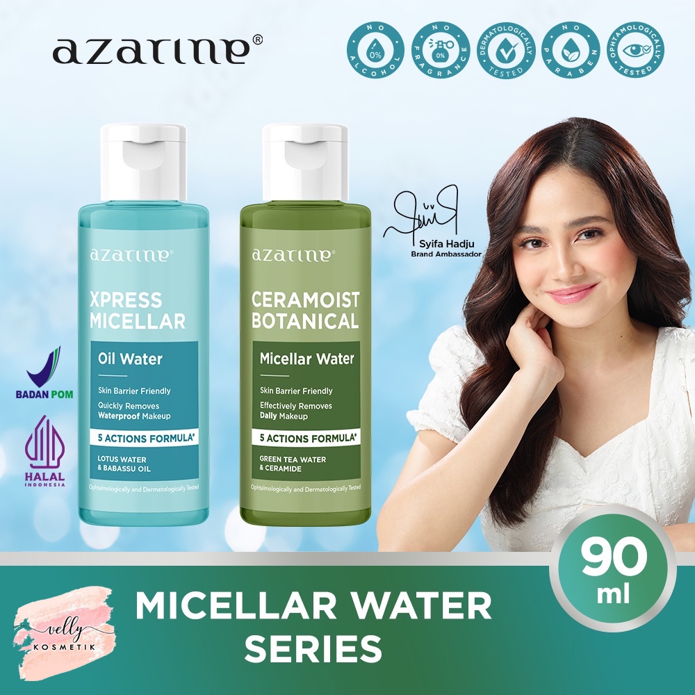 AZARINE Micellar Water 90 ml | Ceramoist Botanical Micellar Water | Xpress Micellar Oil Water | BPOM