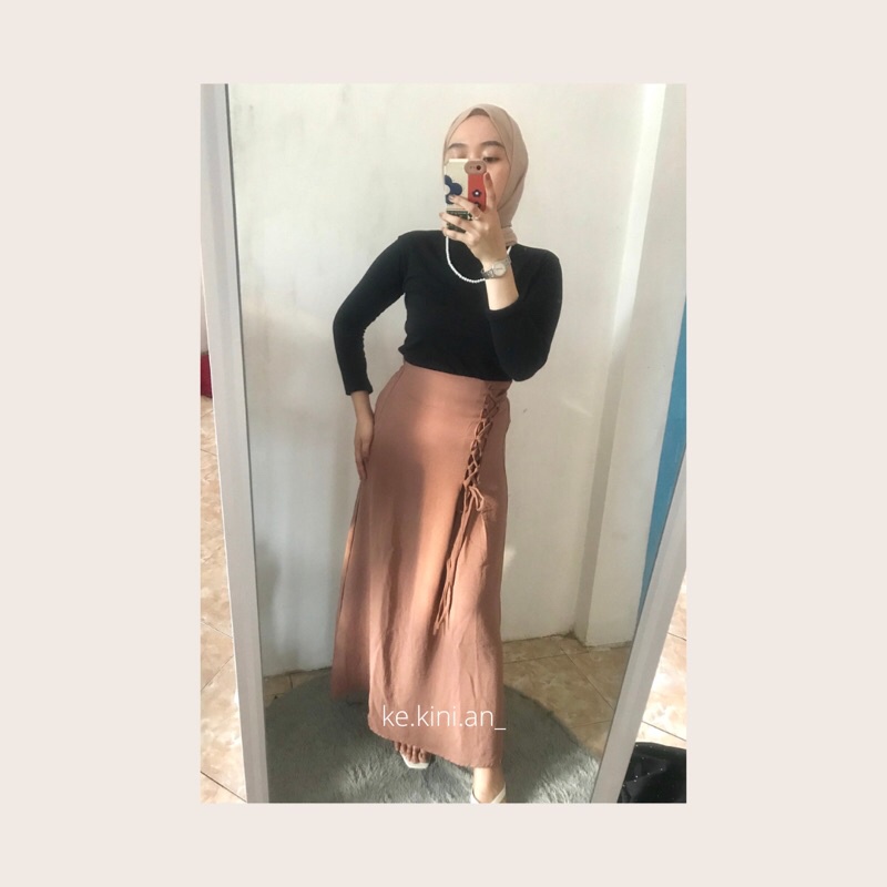 Mauve Skirt | Aesthetic Skirt | Rok Korset bahan crinkle | Korean Skirt