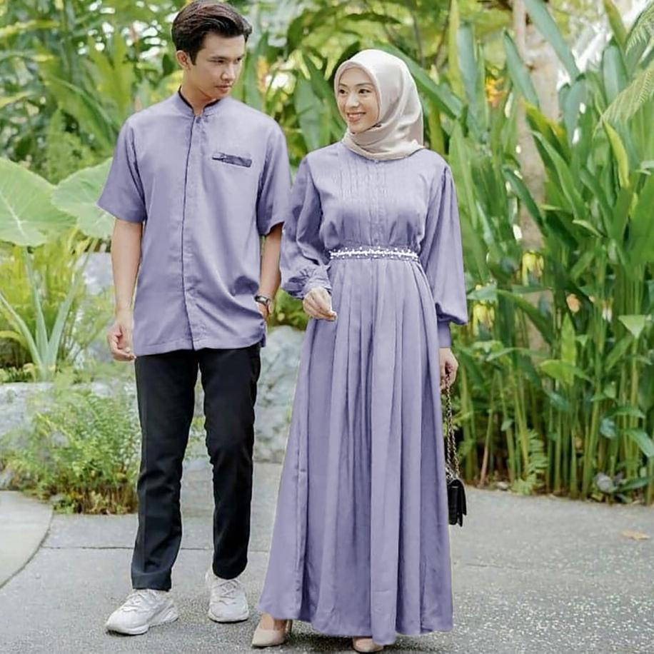 [C-2-1 ✪] Baju Couple Satu Keluarga + Hijab Busana Lebaran 2022 Gamis Couple Muslim/Fashion Islami K