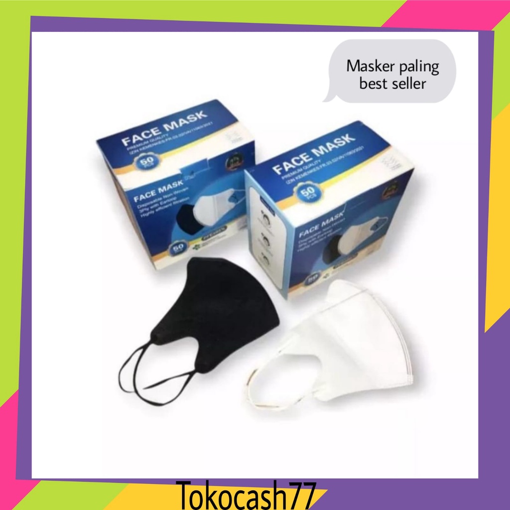 GROSIR MEDAN - DUCKBILL FACEMASK 3PLY BERGARIS 1BOX ISI 50PC