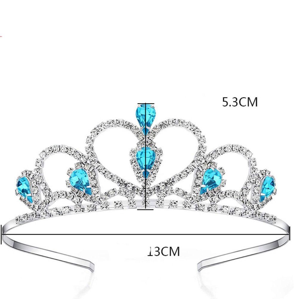 Needway Anak-Anak Bando Kristal Kreatif Warna-Warni Jantung Pernikahan Ratu Temperamen Vintage Berlian Imitasi Tiara