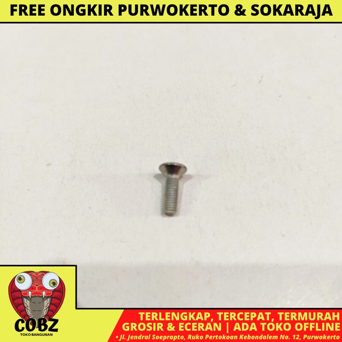 M 3 x 10 MM / TM Baut JF Kepala Rata Plus Putih Biji