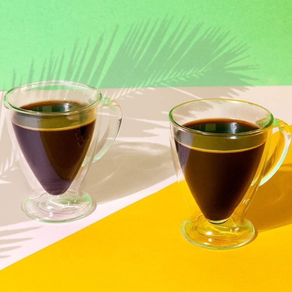 Preva Double Wall Glass Cup Tahan Panas Handmade Mini Whisky Cup High Borosilicate Breakfast Mug Transparan Bening