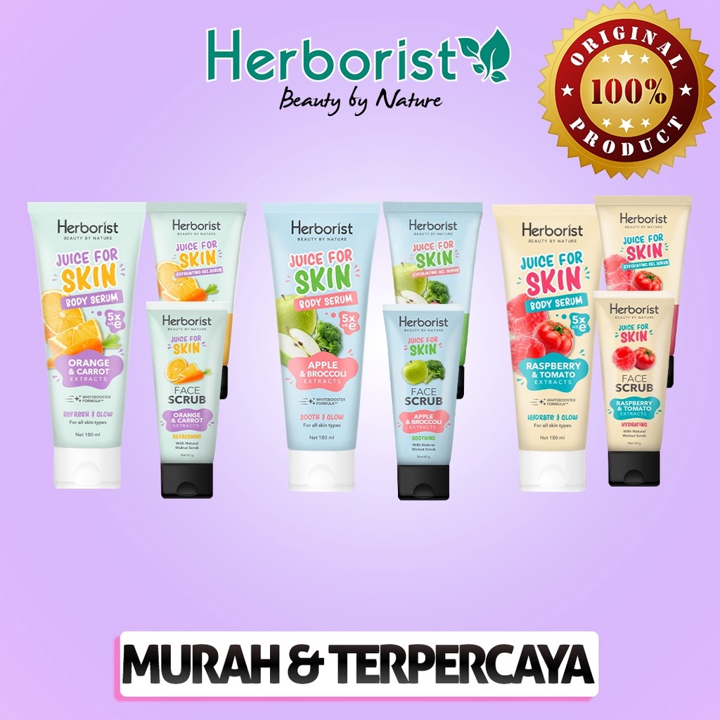 Paket Lengkap HERBORIST Juice For Skin Body Scrub, Body Serum, Face Scrub - Paket Perawatan Herboris