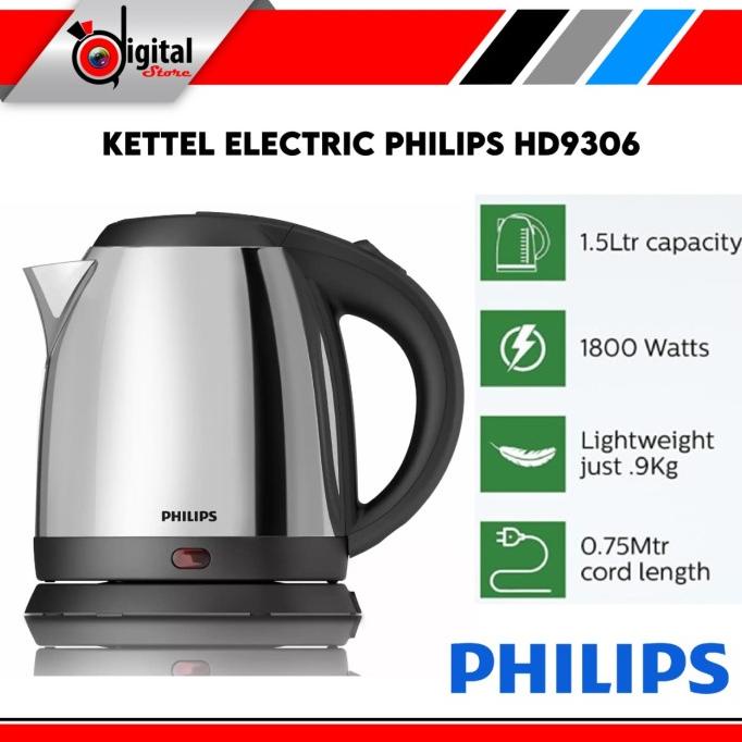 Kettel Electric Philips Hd9306 Daily Collection Kettle 1.5L Hitam Murah