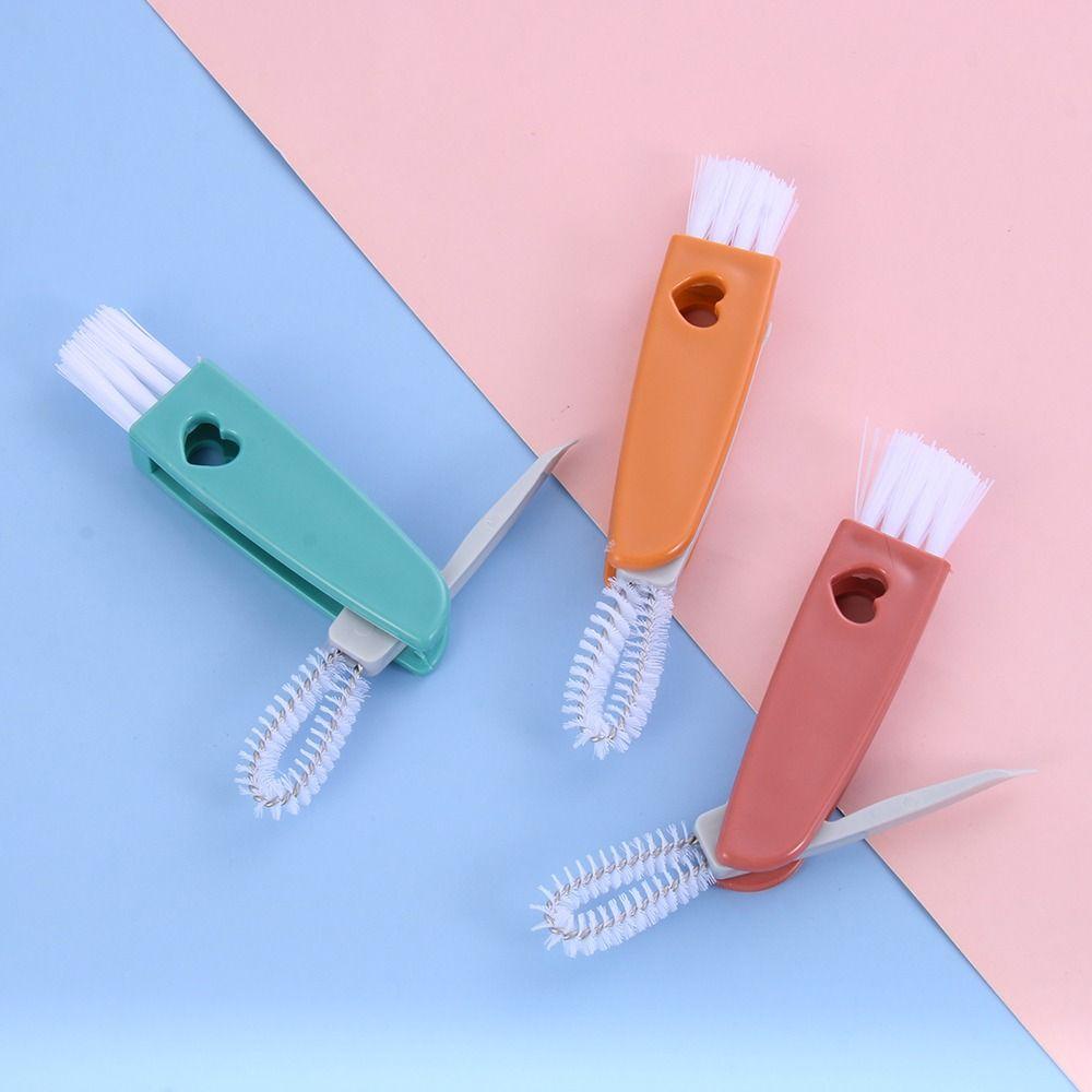 Needway   Sikat Botol Susu Tahan Lama Serbaguna Praktis Alur Brush Keyboard Perlengkapan Kebersihan Three-in-One Food Grade Multi Fungsi Cup Scrubber