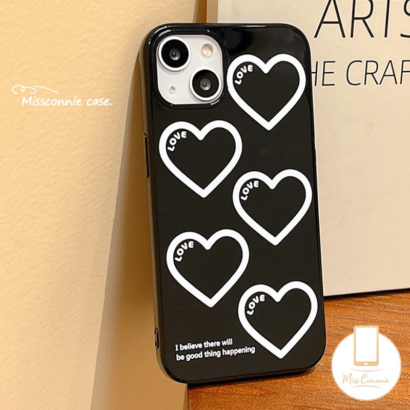 Casing Soft TPU Cover Kompatibel Untuk IPhone 7Plus 8Plus 11 Pro Max XR 14 13 12 Pro Max 7 8 Plus 14 Plus X XS Max SE 2020 Kartun Love Hati Glossy Halus Full Pelindung Casing Ponsel