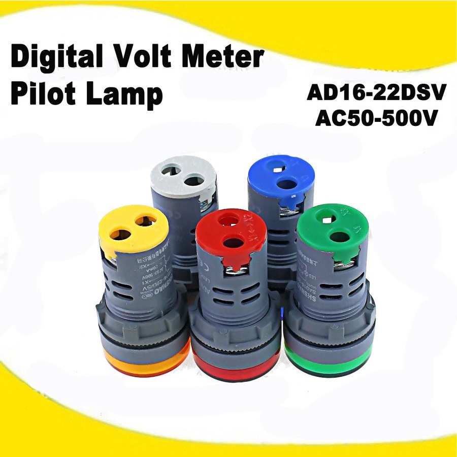 Pilot Lamp LED Dengan Indikator Volt AC 220V AD16-22DSV - lampu pilot