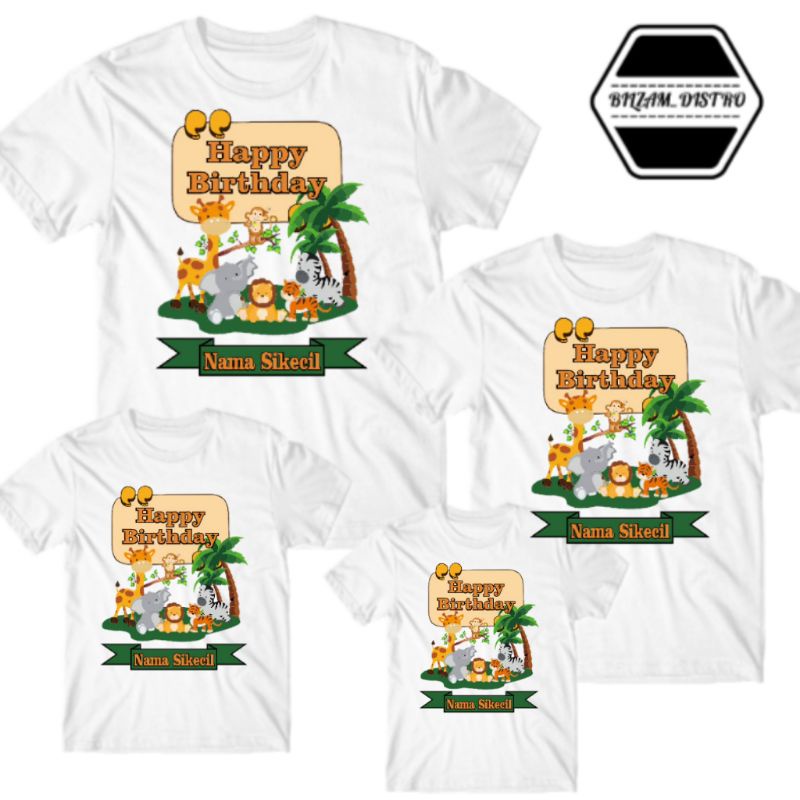 Jual Kaos Ulang Tahun Free Gratis Nama / Motif hewan Taman Safari