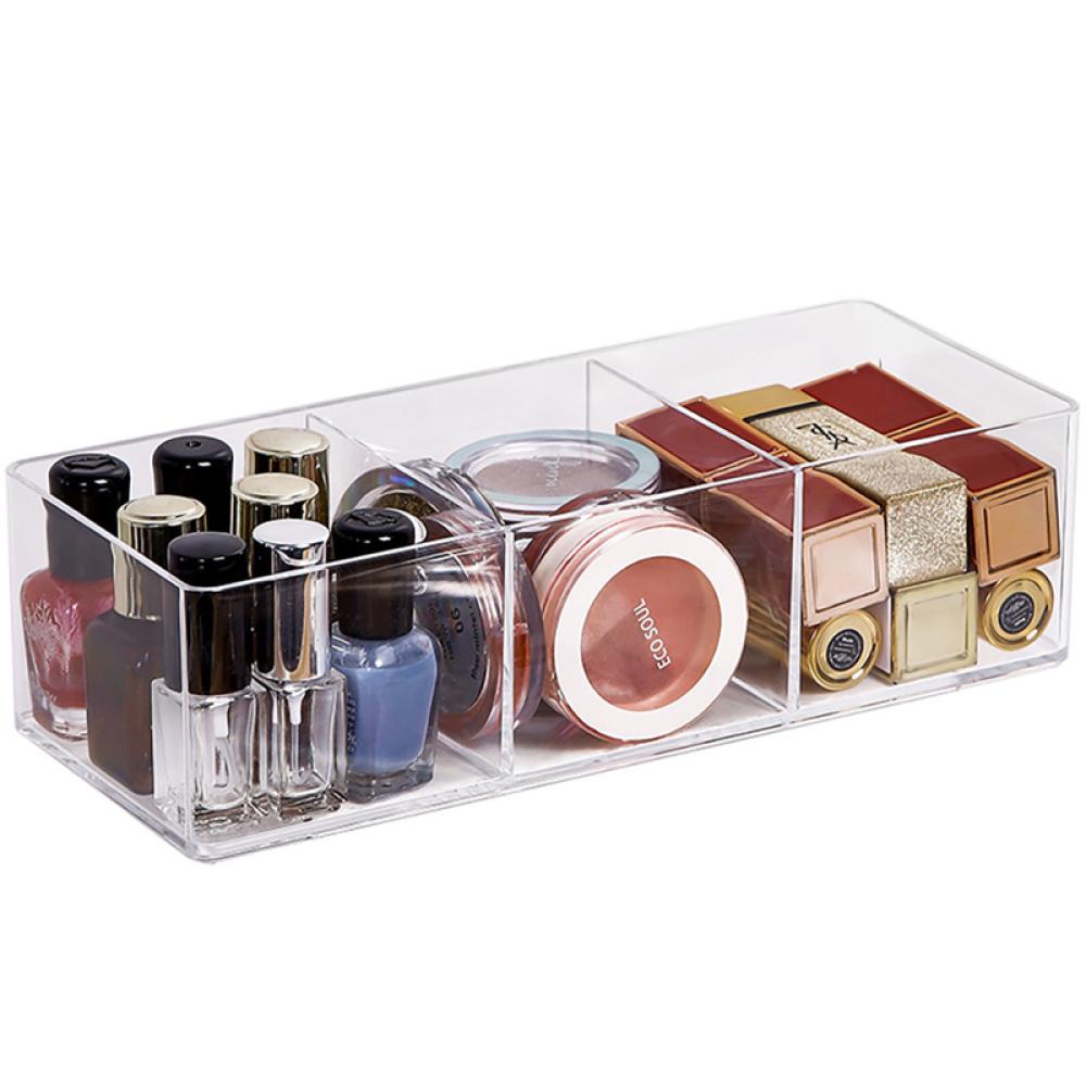 Timekey Kotak Penyimpanan Lapis Make Up Akrilik Akrilik Finishing Grid Untuk Kosmetik Perhiasan Lipstik Organizer Meja Laci Kompartemen Display Box I2U6