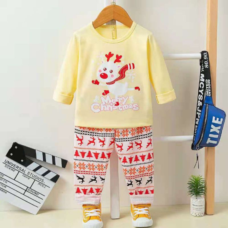 Piyama Anak Deer Merry Christmas / Piyama Natal Anak / Baju Natal Anak / Baju Tidur Anak / Kado Nata