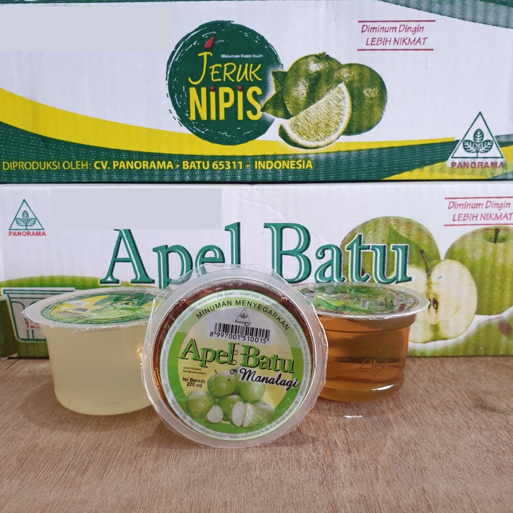 

Sari Apel Batu & Jeruk Nipis Manalagi Malang Panorama 120 ml (40 Cup)