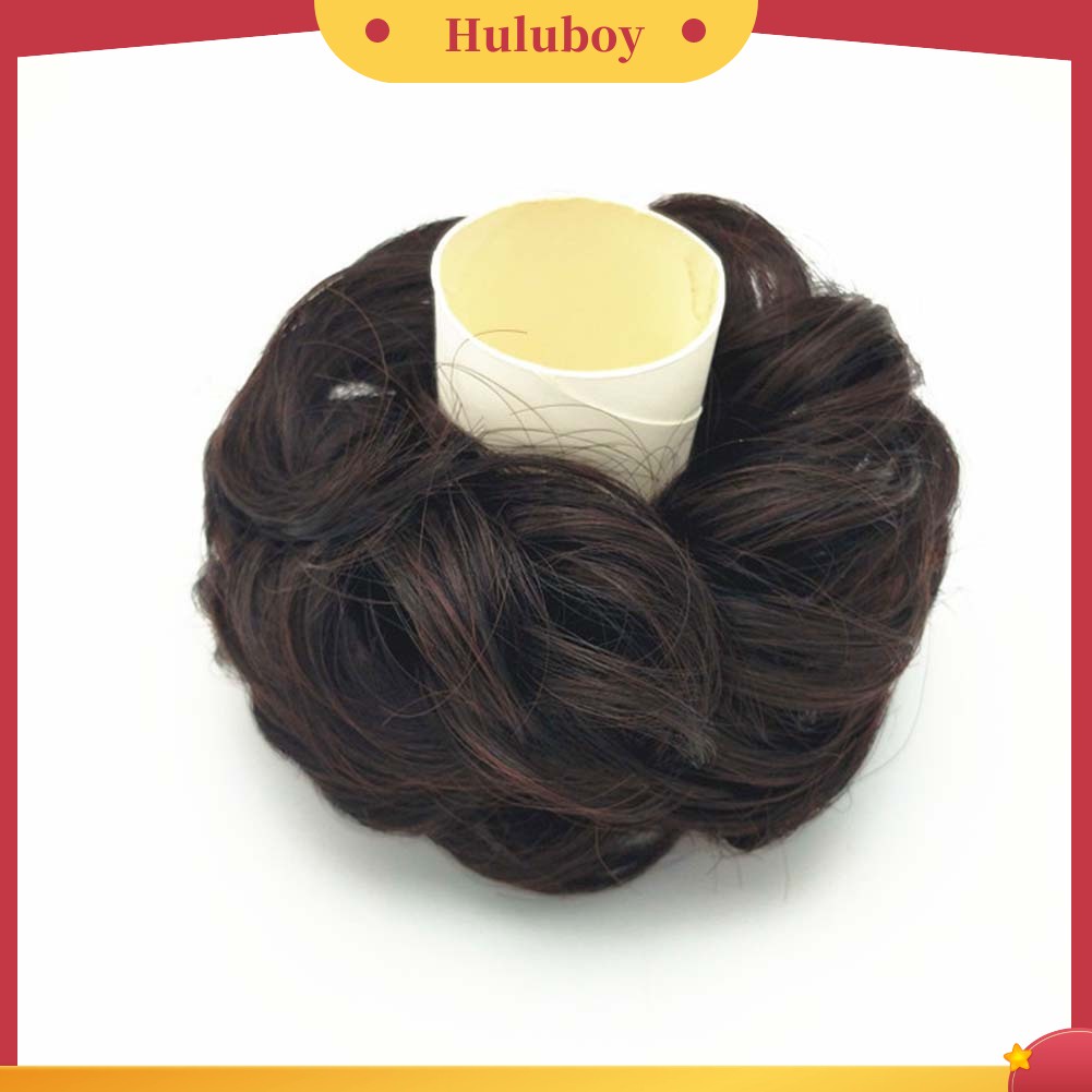 Wig Rambut Extension Bun Ponytail Elastis Model Gelombang Messy Untuk Wanita
