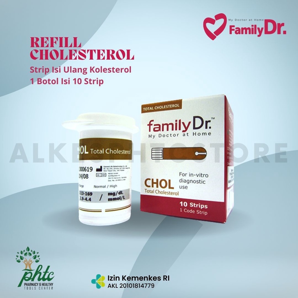 FamilyDR Strip Tes Kolesterol Isi 10 Strip l Strip Cek Kolesterol Family DR