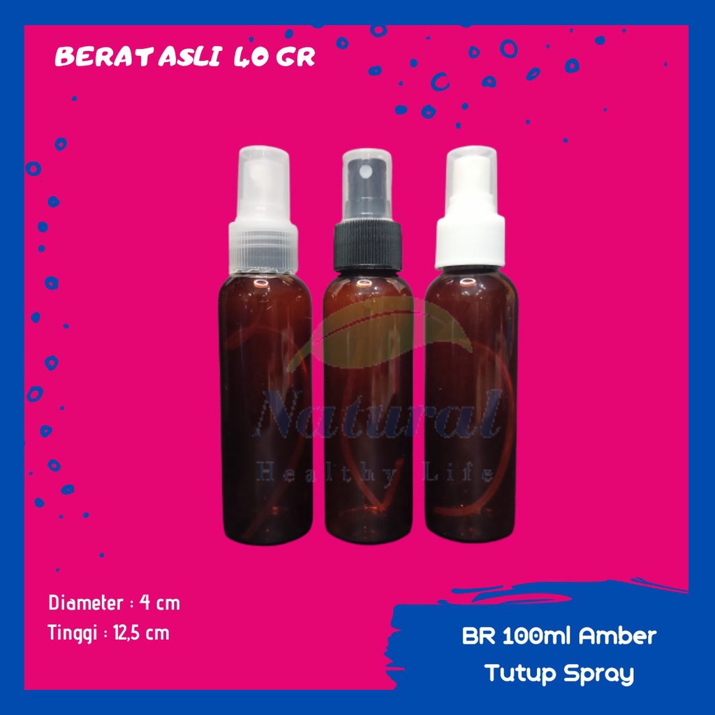 BOTOL 100ML AMBER SPRAY NECK 24 BAHAN PET