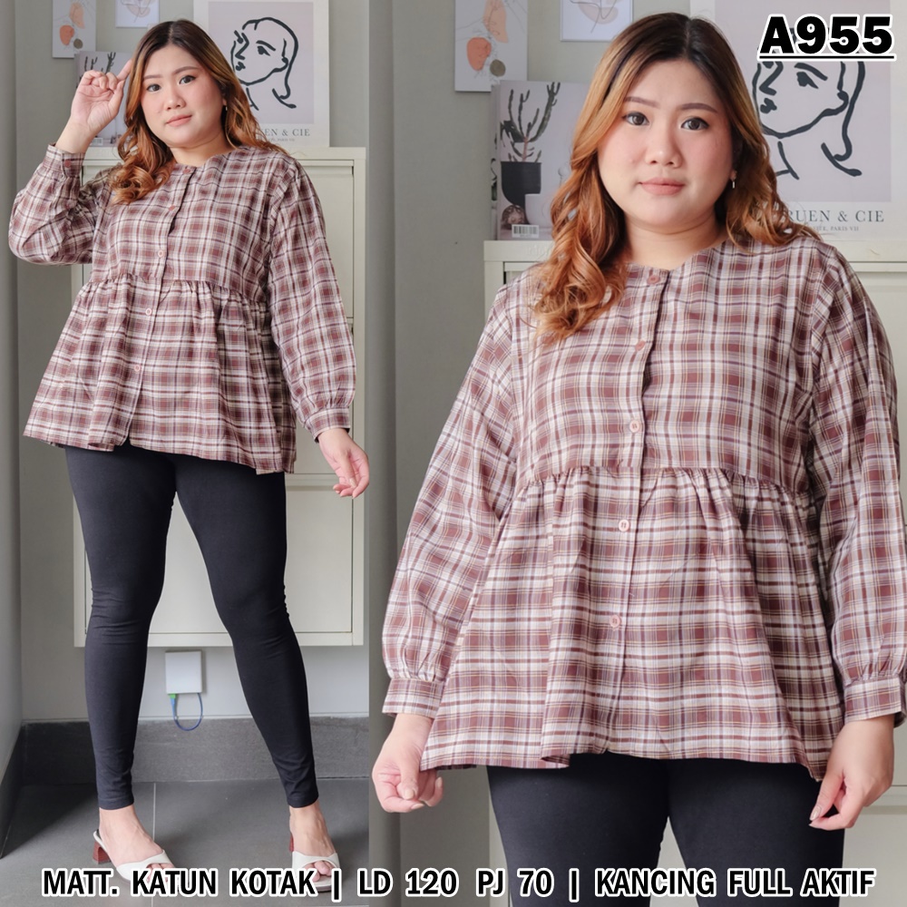 UNION11 - BLUS WANITA JUMBO LD 120 / ATASAN BIGSIZE WANITA / KEMEJA JUMBO WANITA XXXL / JUMBO PEPLUM