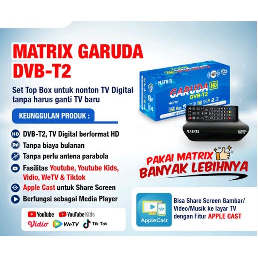 Set Top Box TV Digital Matrix Apple DVB T2 Full HD / Matrix Burger Garuda / Set Box TV Digital / BISA GOSEND COD