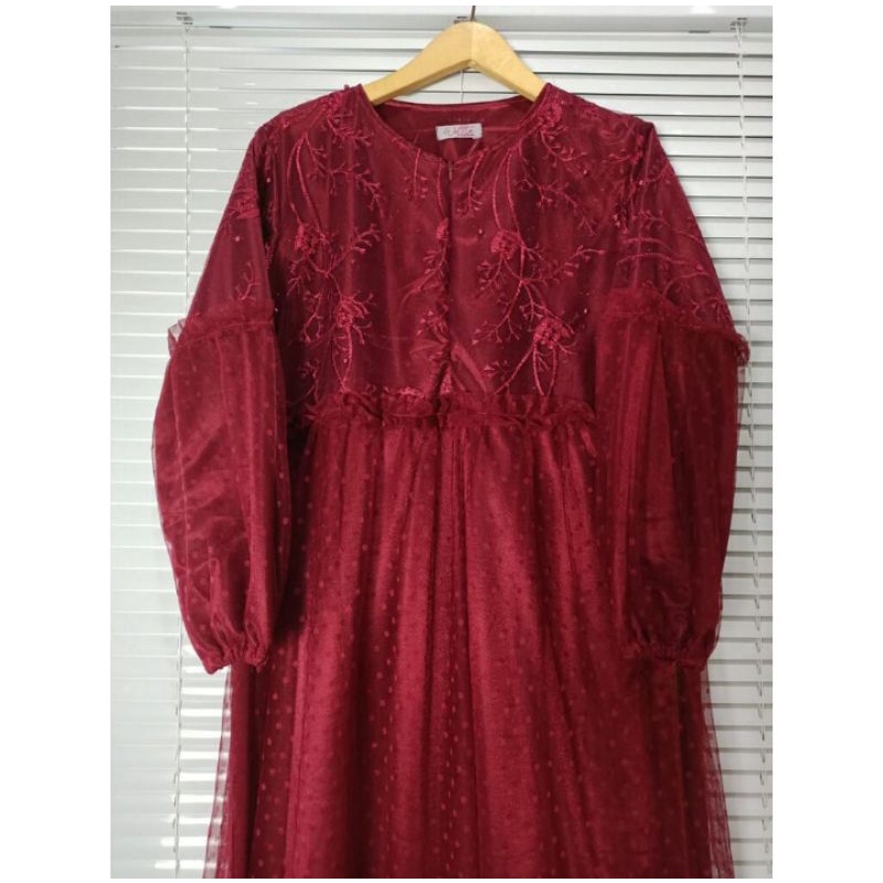 GAMIS PRINCESS TILE DOT WARNA MAROON UKURAN M L XL BISA REQUEST SERAGAM / GAMIS WANITA TERBARU / BRI