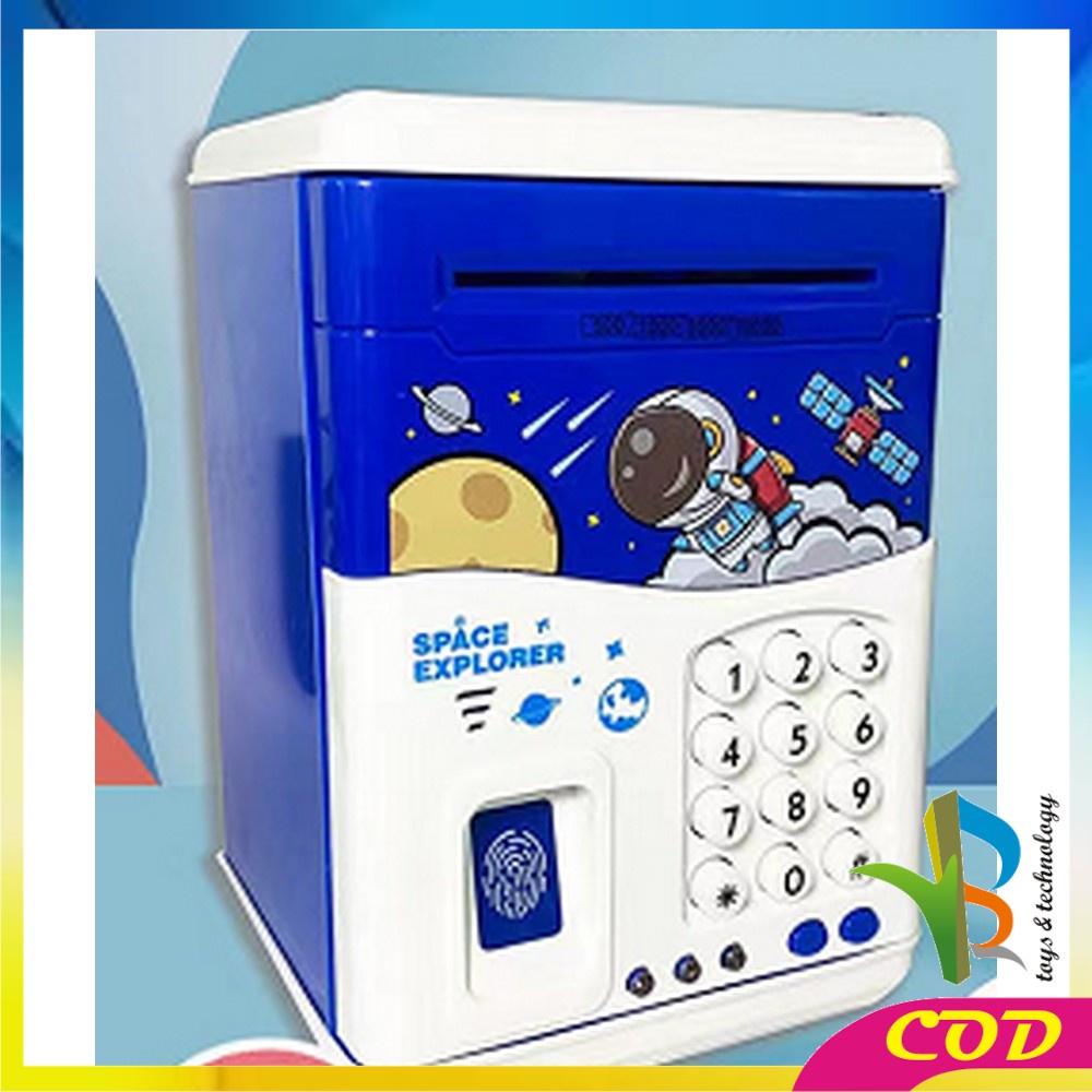 RB-M278 Celengan Mainan ATM Brankas Karakter Astronot Fingerprint Bank Mesin / Celengan Kode Simpan Uang Mainan Edukasi Anak Lucu