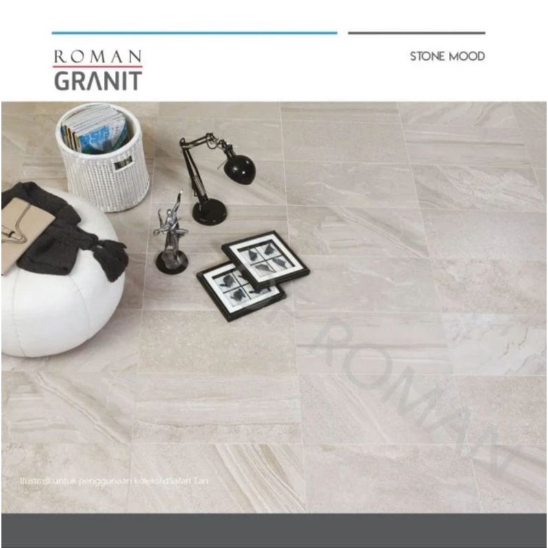 Roman Granit dSafari Tan 30x60 / lantai motif semen / lantai kamar mandi / lantai teras / lantai cream / lantai abu-abu