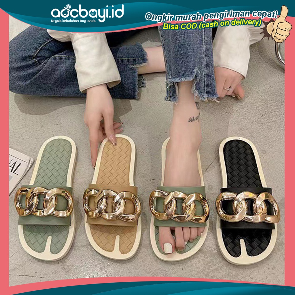 ☀ACCBAYI☀ SF27 Sandal Wanita Model Selop Flip Flop Warna Solid