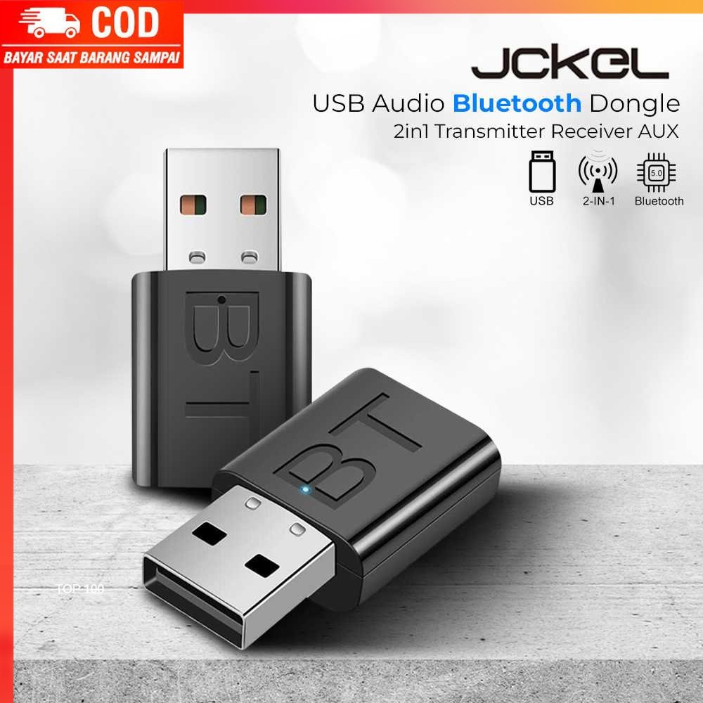 ( 100% BARANG ORI ) JCKEL USB Audio Bluetooth Dongle 5.0 2in1 Transmitter Receiver AUX - JC521