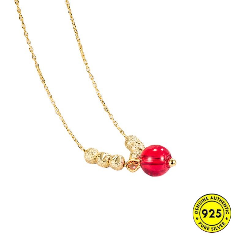 Kalung Emas Lovesickness Red Bean Agate 18K Perempuan U1117