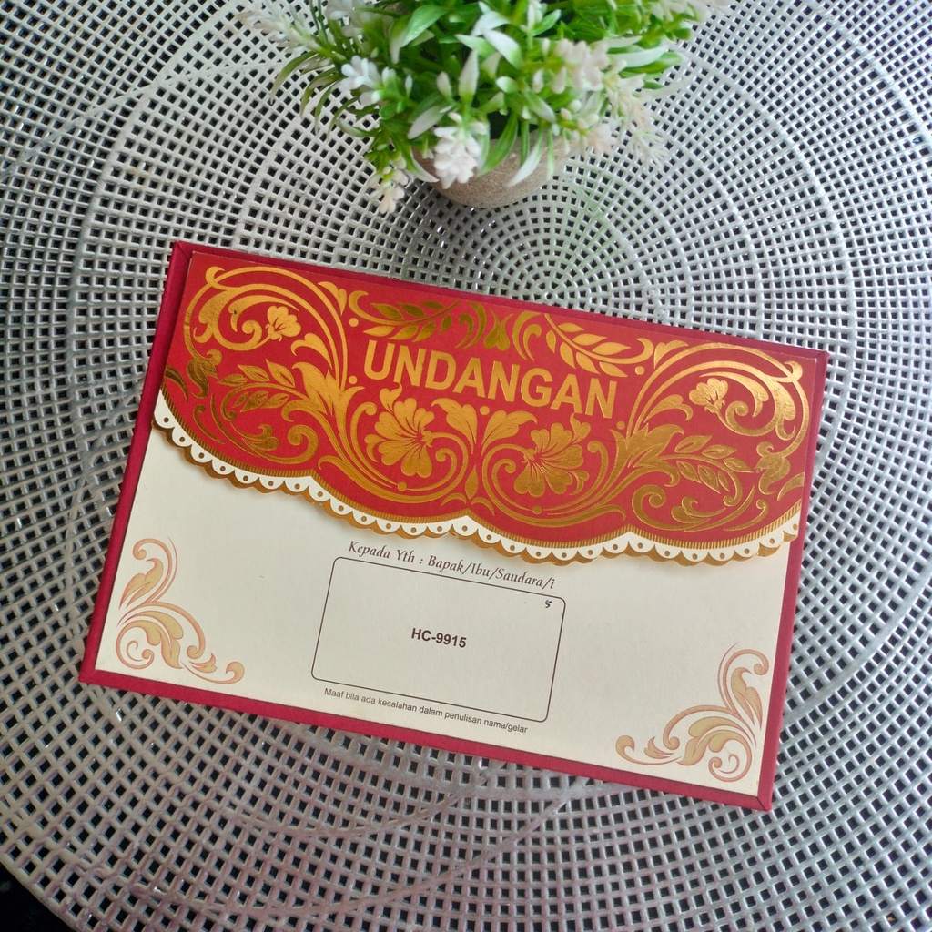 UNDANGAN SATUAN MINIMAL ORDER 10PCS HARDCOVER MEWAH MERAH GOLD 9915