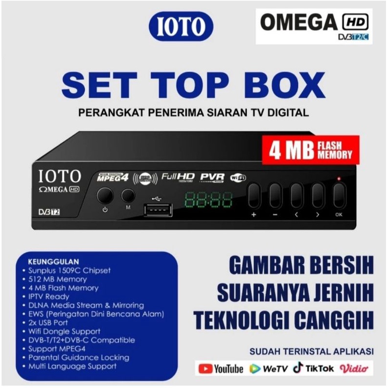 Set Top Box IOTO DVB-T2 Digital TV KOMINFO Resmi