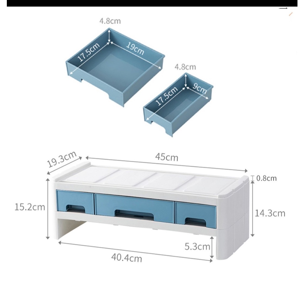 meja monitor stand monitor plastik dengan laci