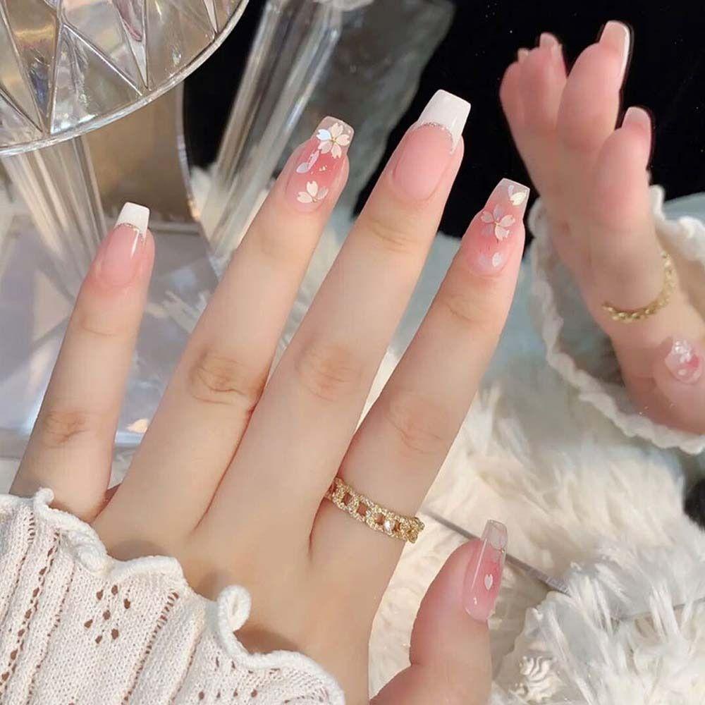 AUGUSTINA Agustina Bunga Kuku Payet Wanita Kuku Berlian Imitasi Manikur Aksesoris Jepang Nail Art Bunga Sakura Nail Sequin