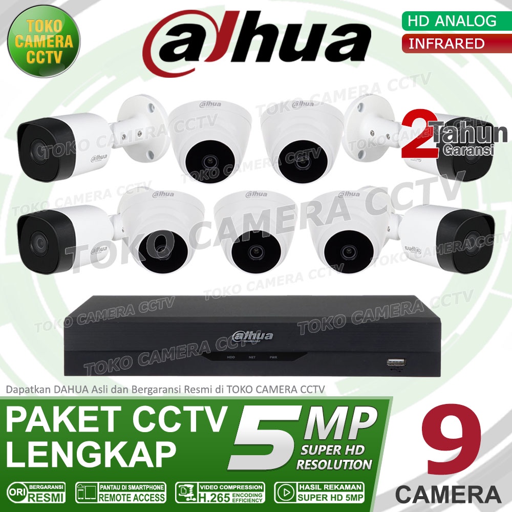 PAKET CCTV DAHUA 5MP 16 CHANNEL 9CAMERA
