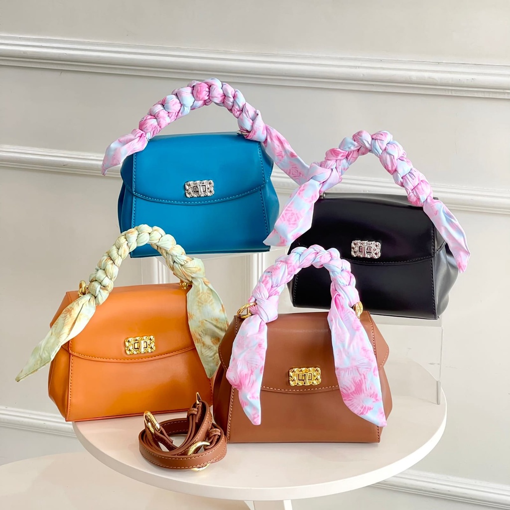 CNK Ulani Scarf-Wrapped Top Handle Bag (C1464)