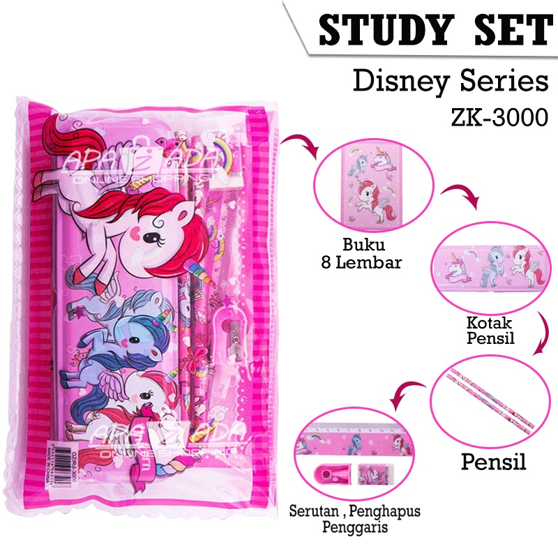 

Apazada - Paket Alat Tulis Study Set Karakter ZK-3000 Perlengkapan Sekolah Stationery Set Pouch