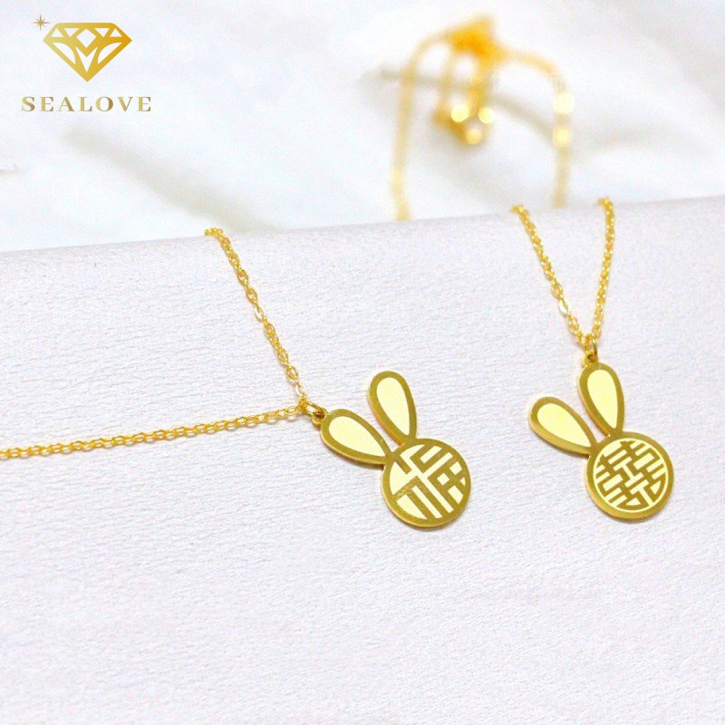 Kalung Titanium Wanita Anti Karat Kelinci Emas Lucu Fu necklace Aksesoris Korea