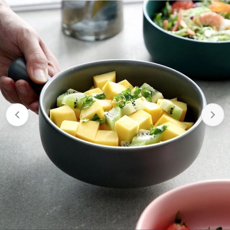 Glazed Mangkok Keramik Bowl Nordic Style With Handle
