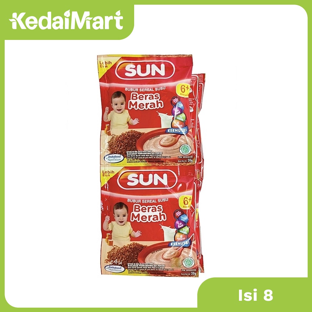 

Sun Bubur Sereal Susu Beras Merah Renceng 8 x 20 Gram