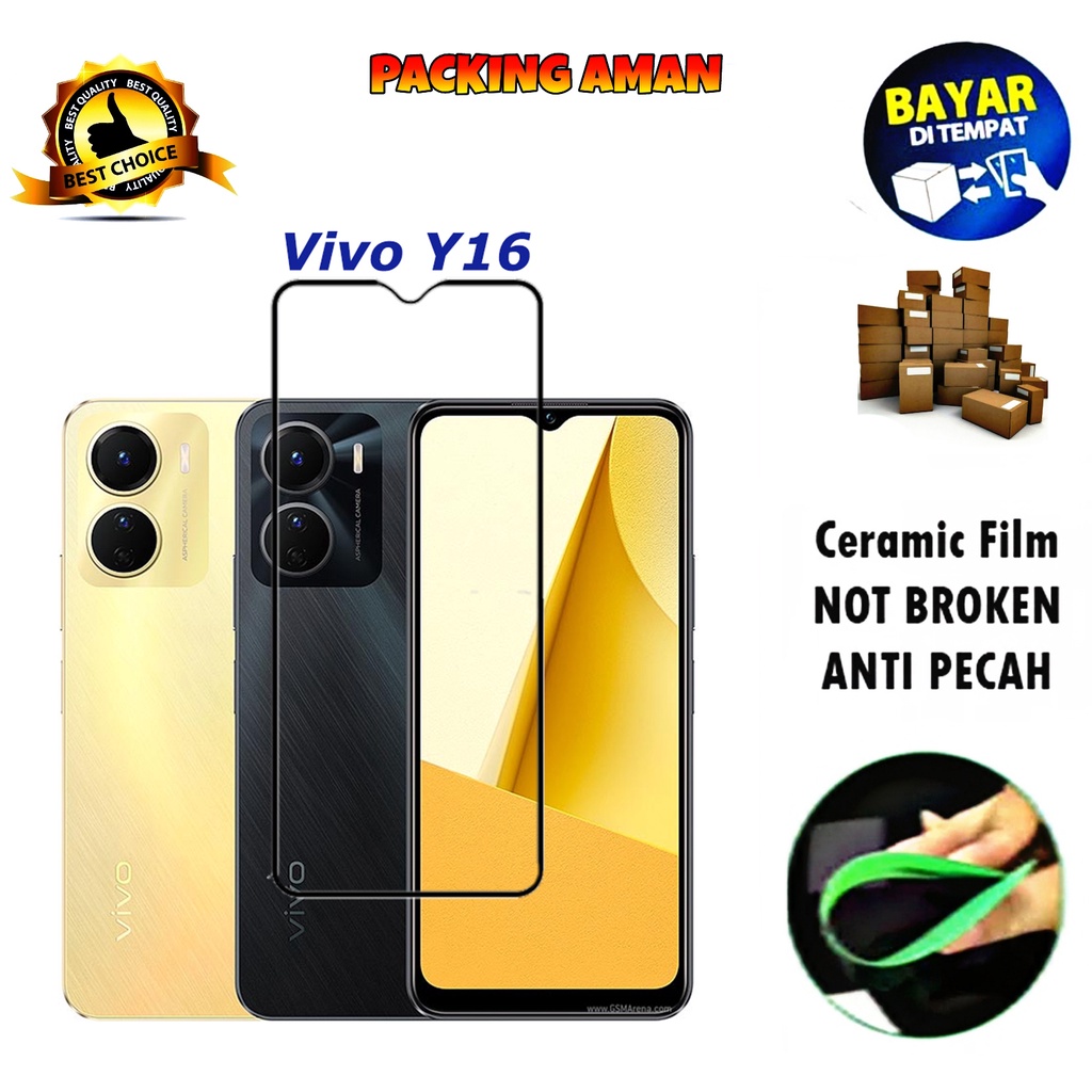 Tempered Glass Vivo Y16 FULL COVER FULL SCREEN Ceramic Film Anti Gores