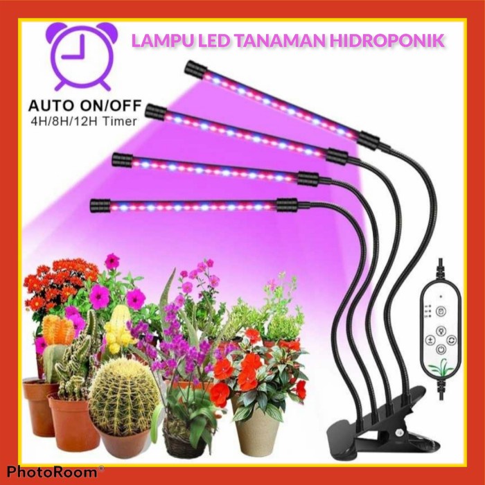 Lampu Uv Led Hidroponik Tanaman Growlight Fitolamp Timer 3 Kepala