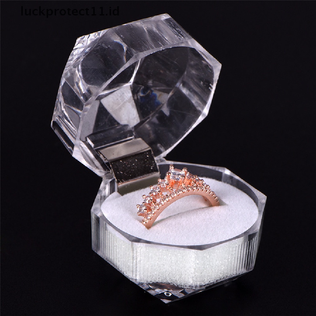 /Fashion Hot//// Kotak Hadiah Perhiasan Akrilik Bening Untuk Tempat Cincin Wedding Engagement Kekinian New.