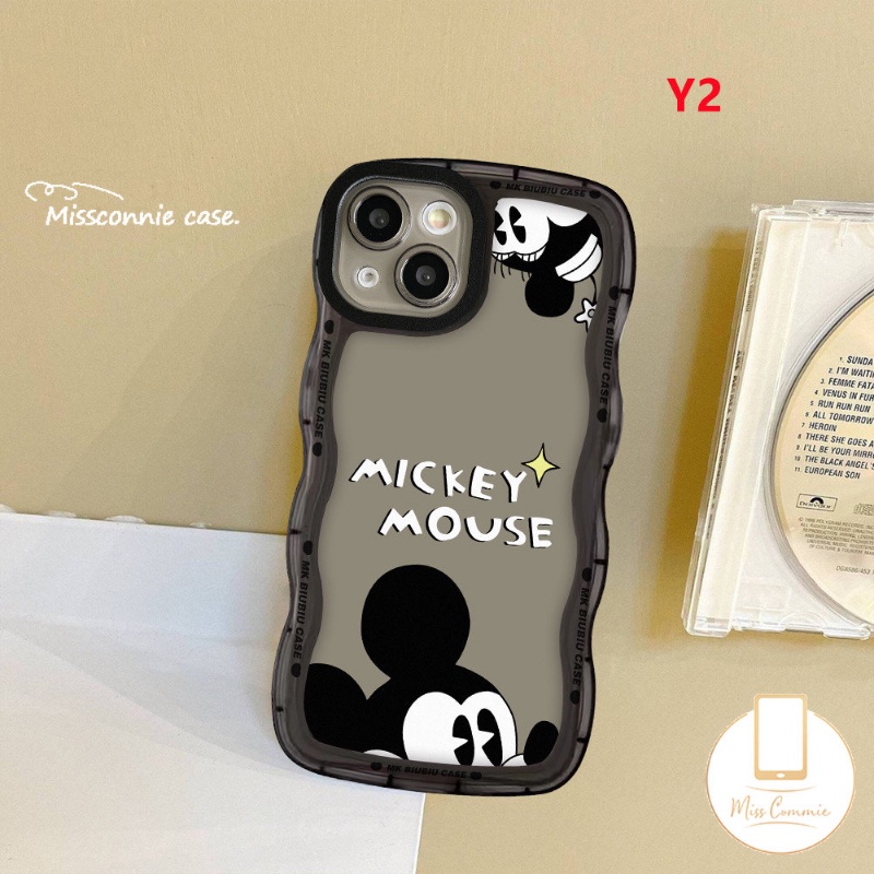 Couple Case VIVO Y36 Y02A Y20 Y02 Y15s Y22s Y35 Y16 Y21 Y12 Y75 Y22 Y02s Y15 Y17 V20 V21 V25E V25 Y12s Y12i Y21s Y11 Y33s Y15A Y91 Y30 Y50 Y91C Kartun Mickey Mouse Wavy Wdge Cover