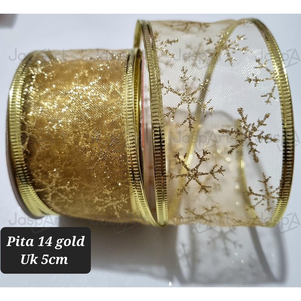 

Special Pita Glitter Natal Pinggir Kawat Pita Parcel Lebar 5 Cm Pita Natal Hiasan Pohon Natal Dekorasi Natal