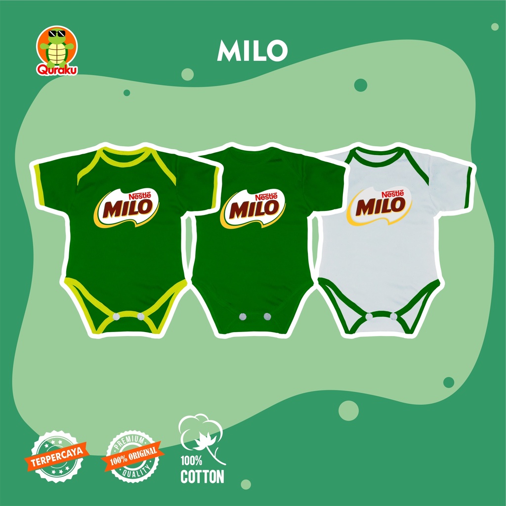 Baju Bayi Bodysuit Jumper Bayi Jumpsuit Motif Minuman Susu Coklat Milo Lucu Murah untuk Newborn 0-6 
