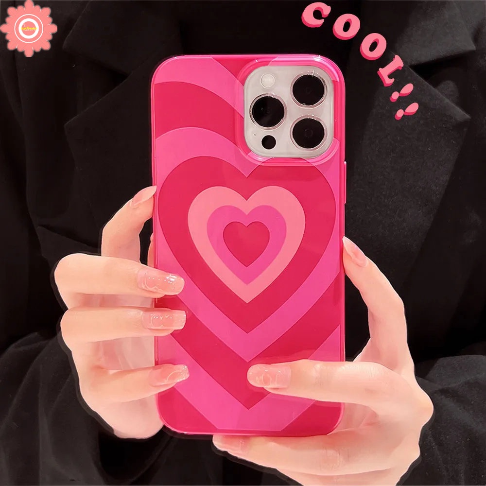 Gradient Love Heart Phone Case Compatible for IPhone 7 8 Plus 11 14 13 12 Pro Max XR X XS Max SE 2020 Pink Rose Red Glossy Smooth Soft Tpu Silicon Back Cover Cases